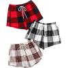 imageVerdusa Womens 3 Pack Fuzzy Buffalo Plaid Pajama Shorts Tie Front Elastic Waist Cute Sleep Lounge Pj ShortsRed Multi