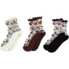 imageVerdusa Womens 3 Pairs Sheer Mesh Socks Floral Thin SocksBlack and White