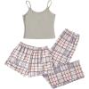 imageVerdusa Womens 3 Piece Cami Top and Shorts Pants Sleepwear Plaid Pajama Set