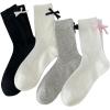 imageVerdusa Womens 4 Pairs Mid Calf Socks Crew Socks with BowBlack White Grey