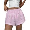imageVerdusa Womens Floral Embroidery Elastic High Waist Scalloped ShortsPink