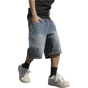 imageVerdusa Mens Baggy Bermuda Denim Shorts Streetwear Jean Short with PocketsGrey Blue
