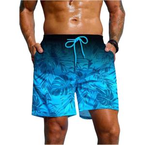 imageVerdusa Mens Tropical Print Drawstring Waist Swim Trunks Beach ShortsRoyal Blue