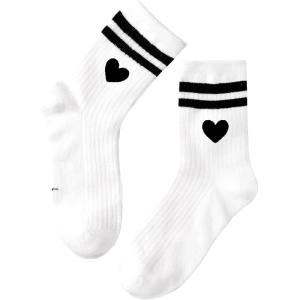 imageVerdusa Unisex Kid Striped Letter Print Athletic Socks Casual Crew SocksWhite Black