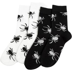 imageVerdusa Womens 2 Pairs Checkered Mid Calf Socks Vintage Graphic Printed Crew SocksBlack