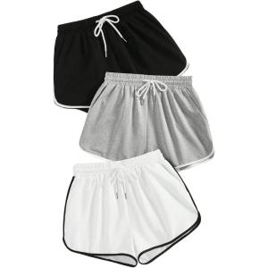 imageVerdusa Womens 3 Pack Elastic High Waist Knot Front Lounge Track Shorts Summer ShortsWhite Black Grey