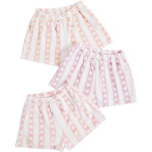 imageVerdusa Womens 3 Pack Fuzzy Buffalo Plaid Pajama Shorts Tie Front Elastic Waist Cute Sleep Lounge Pj ShortsHeart Multi
