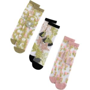 imageVerdusa Womens 3 Pairs Sheer Mesh Socks Floral Thin SocksMulticolor