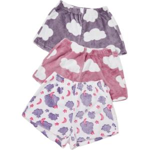 imageVerdusa Womens 3 Pieces Fuzzy Pajama Cartoon Graphic Flannel Sleep Shorts Pj Lounge BottomsMulticolor