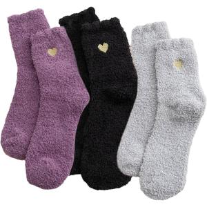 imageVerdusa Womens 4pairs Fuzzy Crew Socks Faux Furry Warm SocksBlack Multi
