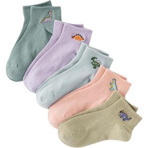 imageVerdusa Womens 5 Pairs Cartoon Embroidered Ribbed Cute Crew SocksMulticolor a