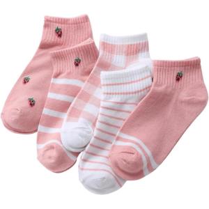 imageVerdusa Womens 5 Pairs Cartoon Embroidered Ribbed Cute Crew SocksPink