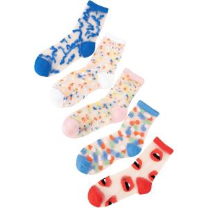 imageVerdusa Womens 5 Pairs Sheer Socks Mesh Crew Socks Transparent See Through Tulle SocksMulticolor