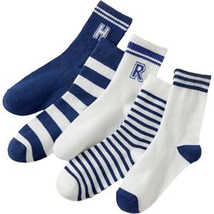 imageVerdusa Womens 5 Pairs Striped Crew Socks Casual Athletic SocksMulticolor2