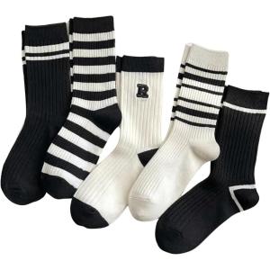 imageVerdusa Womens 5 Pairs Striped Crew Socks Casual Athletic SocksMulticolor3