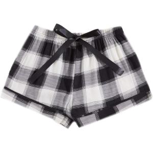imageVerdusa Womens Knot Bow Plaid Print Elastic Waist Pajama Bottom Lounge ShortBlack White