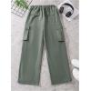 imageVerdusa Boys Loose Cargo Pants Elastic Waist Pocketed TrousersArmy Green