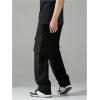 imageVerdusa Mens Drawstring Waist Straight Leg Cargo Pants Street TrousersBlack
