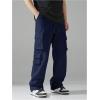 imageVerdusa Mens Drawstring Waist Straight Leg Cargo Pants Street TrousersBlue