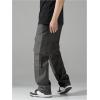 imageVerdusa Mens Drawstring Waist Straight Leg Cargo Pants Street TrousersDark Grey