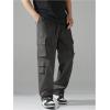 imageVerdusa Mens Drawstring Waist Straight Leg Cargo Pants Street TrousersDark Grey