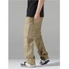 imageVerdusa Mens Drawstring Waist Straight Leg Cargo Pants Street TrousersDark Khaki