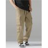 imageVerdusa Mens Drawstring Waist Straight Leg Cargo Pants Street TrousersDark Khaki