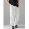 imageVerdusa Mens Drawstring Waist Straight Leg Cargo Pants Street TrousersWhite