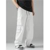 imageVerdusa Mens Drawstring Waist Straight Leg Cargo Pants Street TrousersWhite