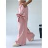 imageVerdusa Womens Bow Baggy Wide Leg Pants Casual Elastic Waist Palazzo PantsPink
