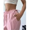 imageVerdusa Womens Bow Baggy Wide Leg Pants Casual Elastic Waist Palazzo PantsPink