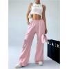 imageVerdusa Womens Bow Baggy Wide Leg Pants Casual Elastic Waist Palazzo PantsPink