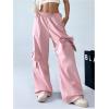 imageVerdusa Womens Bow Baggy Wide Leg Pants Casual Elastic Waist Palazzo PantsPink