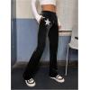 imageVerdusa Womens Drawstring Waist Flare Leg Velvet Pants with PocketBlack Solid