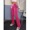 imageVerdusa Womens Drawstring Waist Flare Leg Velvet Pants with PocketHot Pink