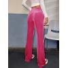 imageVerdusa Womens Drawstring Waist Flare Leg Velvet Pants with PocketHot Pink