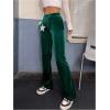 imageVerdusa Womens Drawstring Waist Flare Leg Velvet Pants with PocketKelly Green