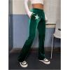 imageVerdusa Womens Drawstring Waist Flare Leg Velvet Pants with PocketKelly Green