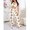 imageVerdusa Womens Plush Warm Pajama Pants Fleece Lounge Sleepwear Pj BottomsWhite Brown