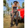 imageVerdusa Womens See Through Fishnet High Waisted Flare Leg Pants Long TrousersBlack
