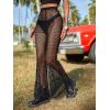 imageVerdusa Womens See Through Fishnet High Waisted Flare Leg Pants Long TrousersBlack