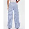 imageVerdusa Womens Striped Elastic High Waist Loose Wide Leg Pants with PocketsBlue