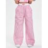 imageVerdusa Womens Striped Elastic High Waist Loose Wide Leg Pants with PocketsPink