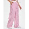 imageVerdusa Womens Striped Elastic High Waist Loose Wide Leg Pants with PocketsPink