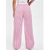imageVerdusa Womens Striped Elastic High Waist Loose Wide Leg Pants with PocketsPink