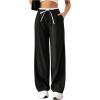 imageVerdusa Womens Wide Leg Pants Drawstring Waist Business Work Trousers Suit PantBlack