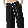 imageVerdusa Womens Wide Leg Pants Drawstring Waist Business Work Trousers Suit PantBlack