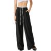imageVerdusa Womens Wide Leg Pants Drawstring Waist Business Work Trousers Suit PantBlack