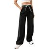 imageVerdusa Womens Wide Leg Pants Drawstring Waist Business Work Trousers Suit PantBlack