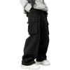 imageVerdusa Boys Loose Cargo Pants Elastic Waist Pocketed TrousersBlack